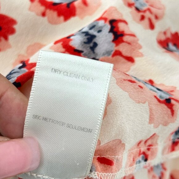 Rebecca Taylor Women Boho Floral Print 100% Silk Blouse Tie Neck 3/4 Sleeve Sz 6 - Picture 5 of 12